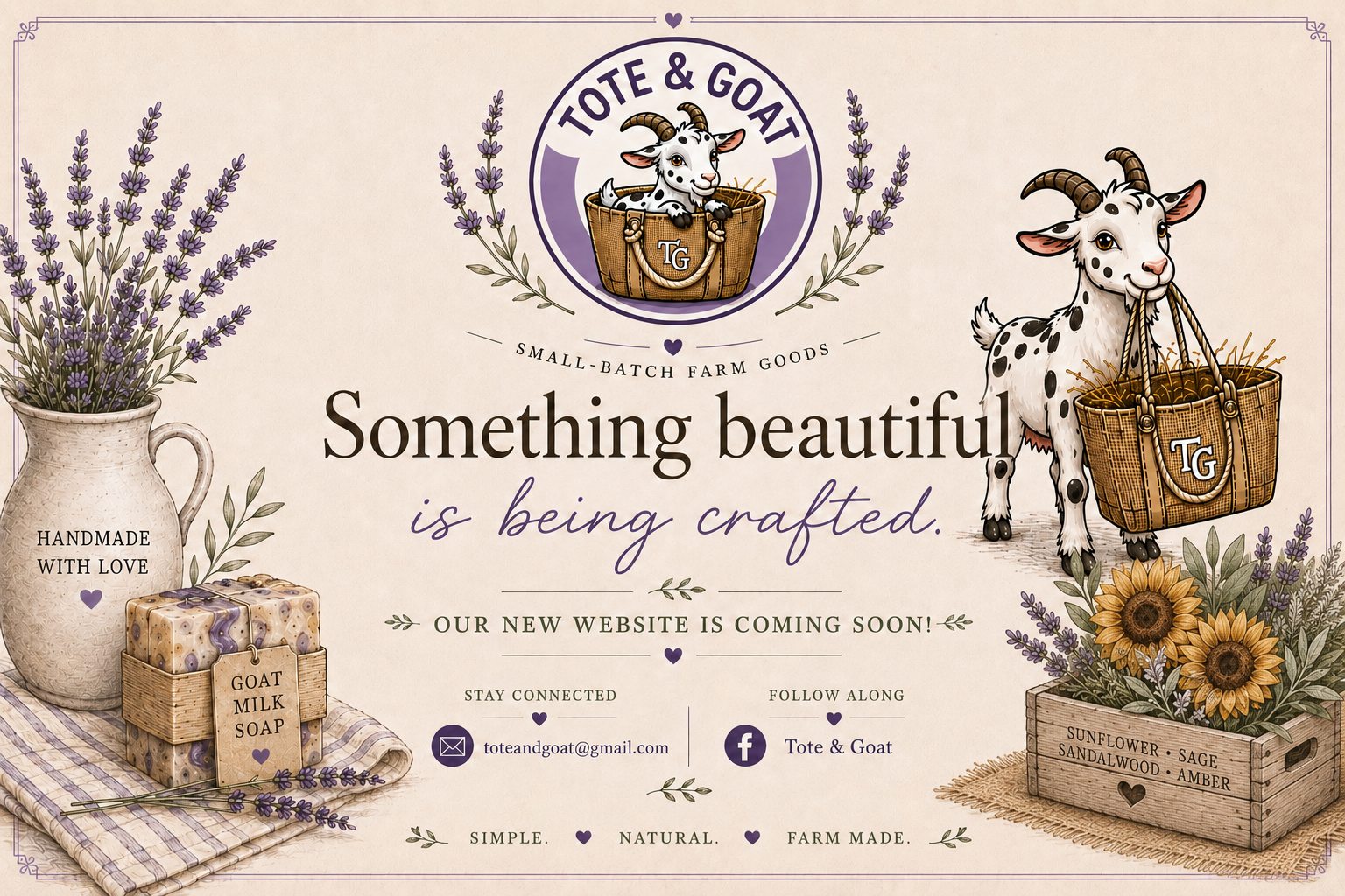 Tote & Goat. Something beautiful is being crafted. Our new website is coming soon.